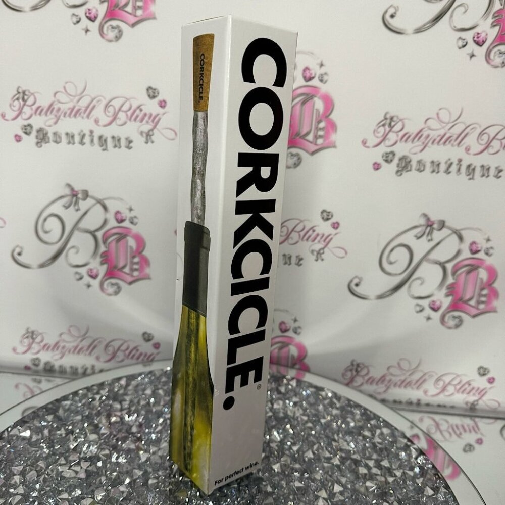 Corkcicle wine cooler chiller stick ice 🧊 cold 🥶 clear and tan cork top BNWT